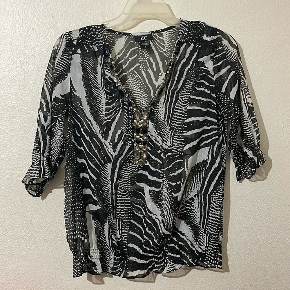 Black and white sheer shirt